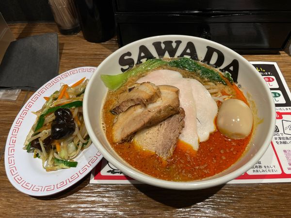 「チャーシュー味玉坦々麺 野菜トッピング」@澤田商店の写真