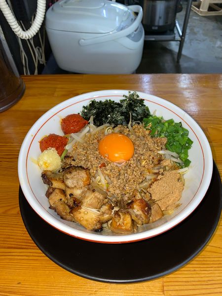 「誤爆まぜそば大盛誤爆玉¥1,120円」@ラーメン・つけ麺 爆王の写真