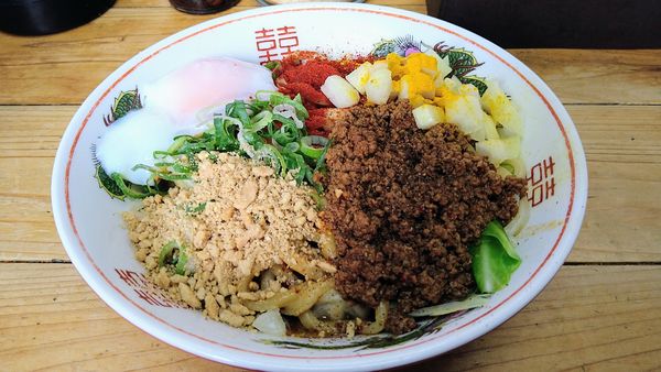 「カレー汁なし担々麺(小)+温玉」@自家製麺 てんかの写真