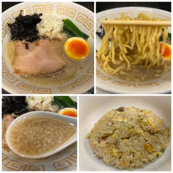 背脂煮干しラーメン780円　半チャーハン380円