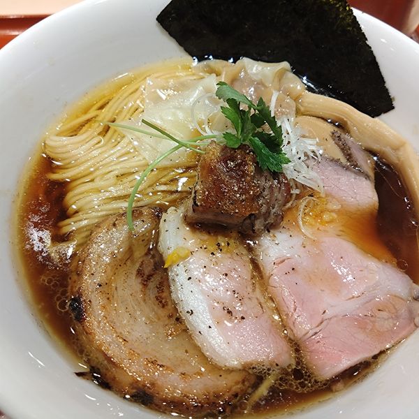 「特製蔵出し醤油1380円、チャーシュー丼300円」@麦と麺助 新梅田中津店の写真