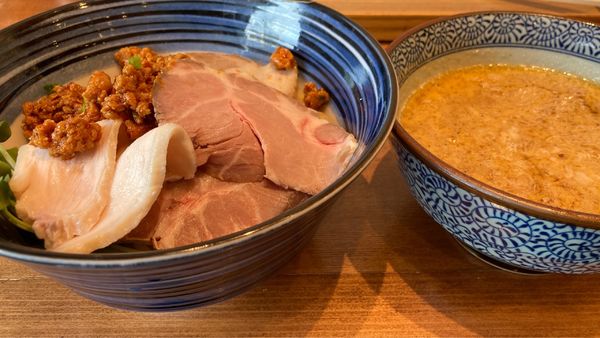 「つけ麺（つけ汁鶏白湯）+ピリ辛肉味噌」@麺や 柚葉の写真