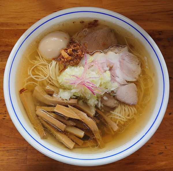 「塩チャーシューメン+味玉+しなちく(1300円)」@支那そば 福々亭の写真