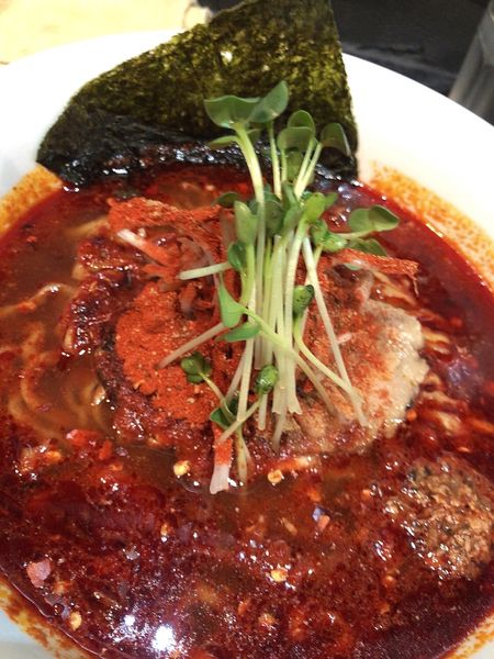 「辛そば+シバキ」@麺屋どうげんぼうずの写真