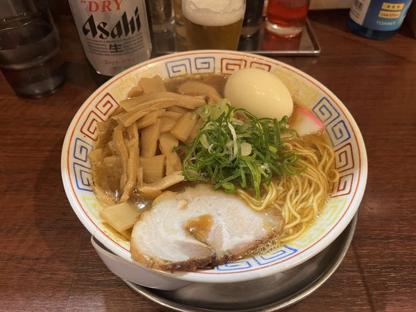 「アサヒスーパードライ瓶ビール　メンマそばゆで玉子」@紀州和歌山ラーメン まっち棒 溝の口店の写真