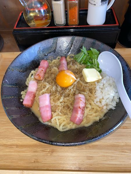「濃厚鶏白湯カルボまぜそば麺大盛追加にんにく¥1,250円」@らぁめん 麺彩家の写真