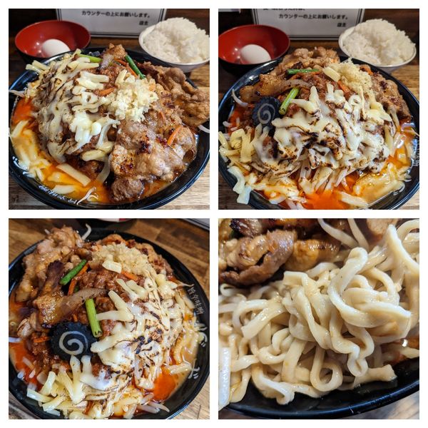 「味噌らーめん大ﾐｿｱﾌﾞﾗﾏｼﾏｼ＋ﾁｰｽﾞ＋生卵＋大ﾗｲｽ」@旨辛味噌らーめん ぼんずの写真