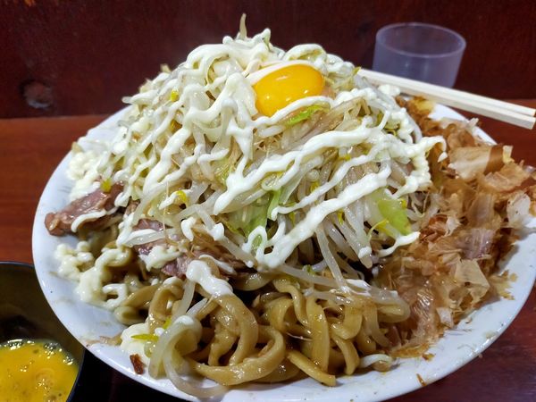 「エビラーメン・汁なし・大600・生卵（にんにく・マヨ少な目）」@D麺の写真