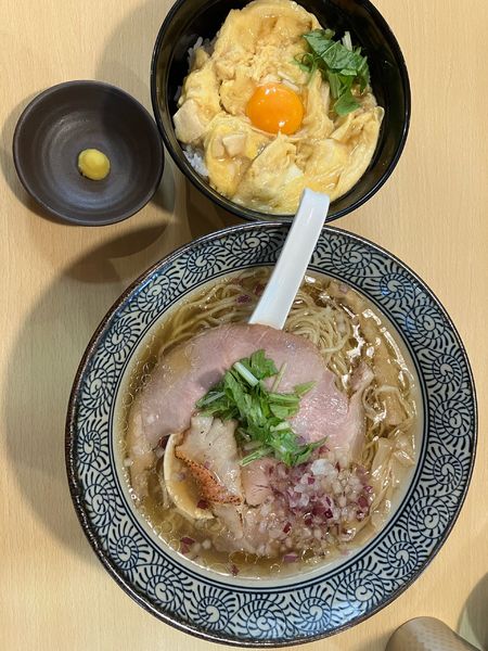 「金目塩そば&半熟鴨だし親子丼」@鴨と上州地鶏 中華そば 鷹の写真