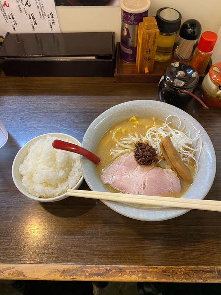 「赤味噌ラーメン ライス 各大盛り」@味噌専門 麺屋大河の写真