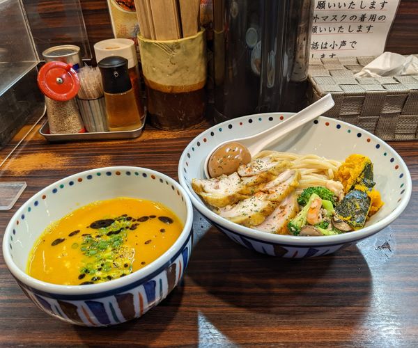 「パンプキンつけ麺」@らー麺 あけどやの写真