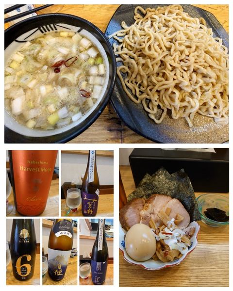 「特製つけそば（300g）+ プレミアム日本酒×5」@中華そば専門 とんちぼの写真