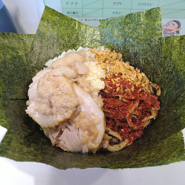 「限定D(腹黒にんにくん)、のり、生卵」@ハイパーファットンの写真