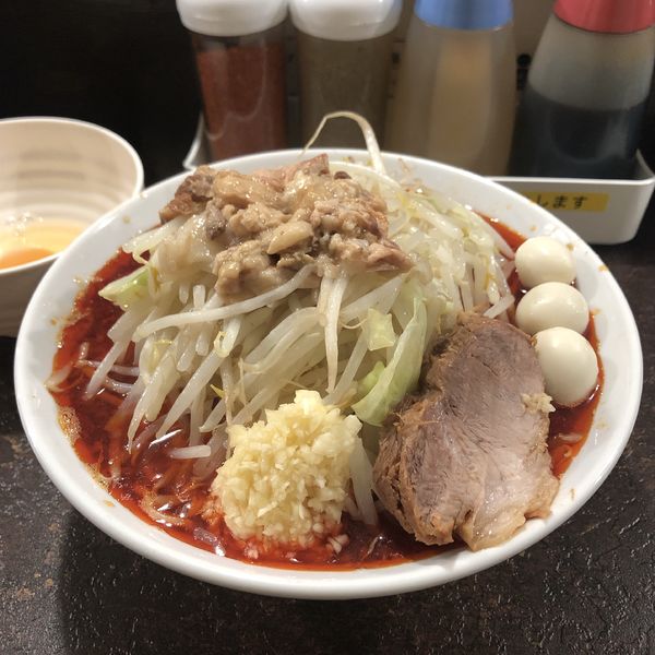 「あかいプチらーめん＋生たまご×3」@ぶたけん。の写真