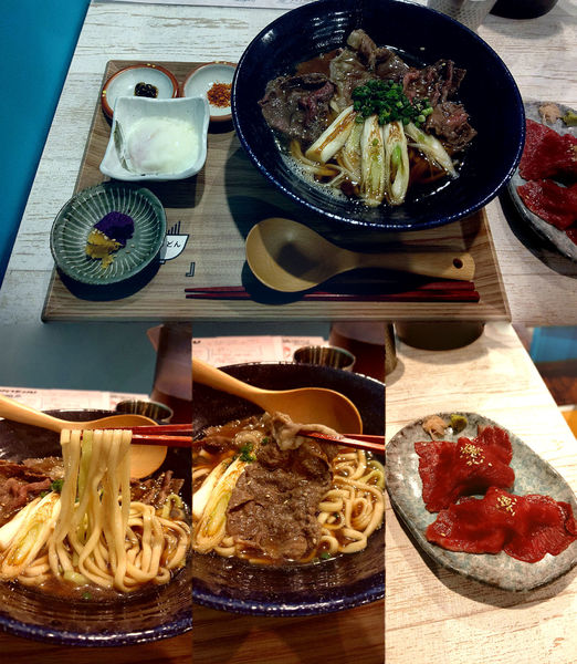 「とちぎの肉うどん+中盛+肉寿司(¥1400+100+400)」@『今日、うどん』の写真
