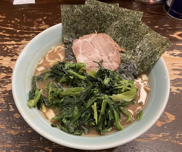 「ラーメン＋ほうれん草　無限ライス」@らーめん武道家 口の写真