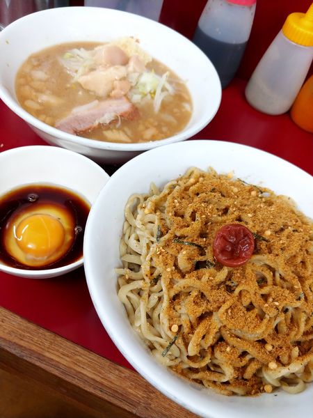 「お茶漬け〜麺・並(300g)「ニンニクアブラ」・味ぽん生たま」@ラーメン二郎 相模大野店の写真