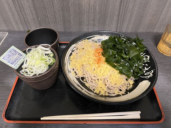 「冷やしたぬきわかめそば380円」@ゆで太郎 大島店の写真
