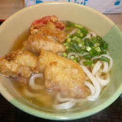 とり天うどん（温、並）