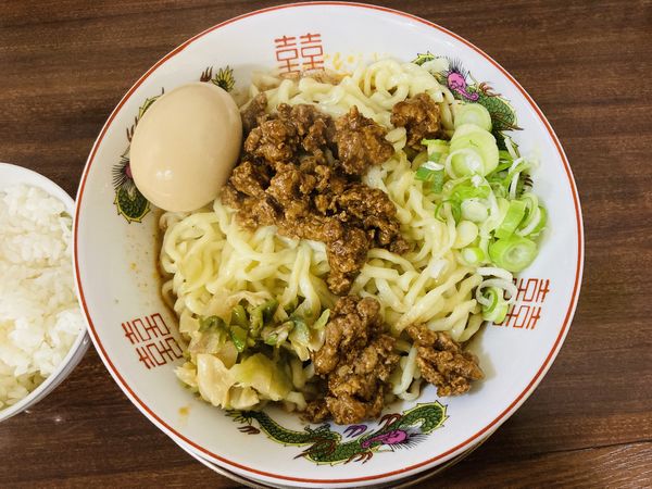 「汁なし担々麺 中辛＋半ライス」@げんちゃんらーめんの写真