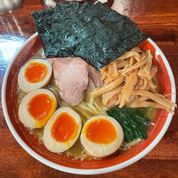 「特製ラーメン　追加メンマ、味玉、海苔」@麺処 懐やの写真