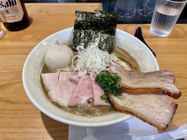 「アサヒスーパードライ→特製濃厚豚骨魚介らぁ麺 中盛」@KEN軒の写真