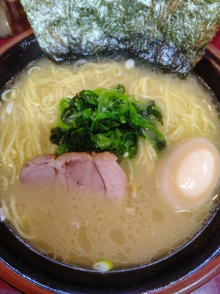 「塩とんこつ  細麺  ラーメン中+味玉」@甲子家の写真