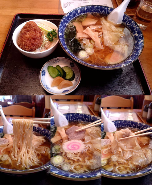 「『ワンタンメン+ミニソースカツ丼セット(¥650+250)』」@繁食堂の写真