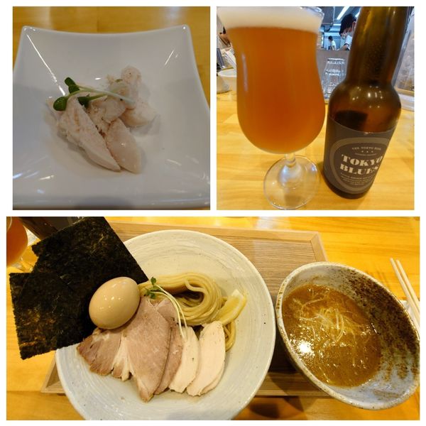 「特製鶏魚介つけめん+TOKYO BLUES クラフトビール」@MENYA NAKAGAWAの写真