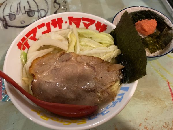 「朝ラー（塩）500円+朝メシ（のり明太ご飯）100円」@ハイデン.コッコFACTORYサマンサ・タマサの写真