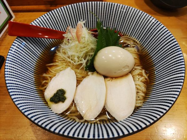 「白だしと昆布のとろみそば+味玉」@焼きあご塩らー麺 たかはし 銀座店の写真