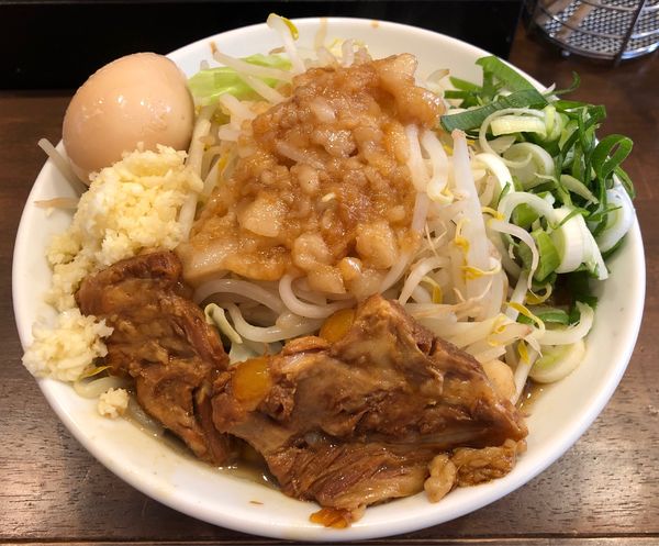 「ラーメンミニ＋味玉＋トッピング（ねぎ）」@めん屋 五坊の写真