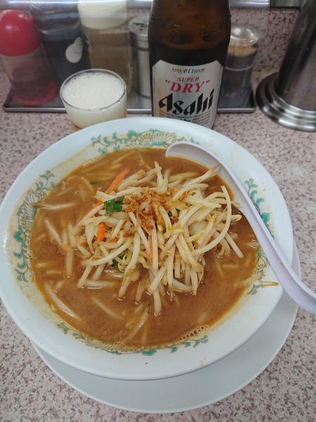 「ビール ＋ みそタンメン」@みそ一発 千歳台店の写真