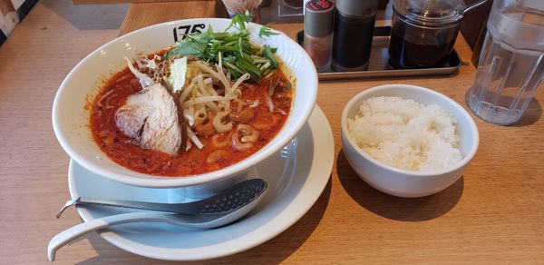 「味噌担々麺痺0辛2・900円 中ライス150円」@175°DENO~担担麺~ 福島店の写真