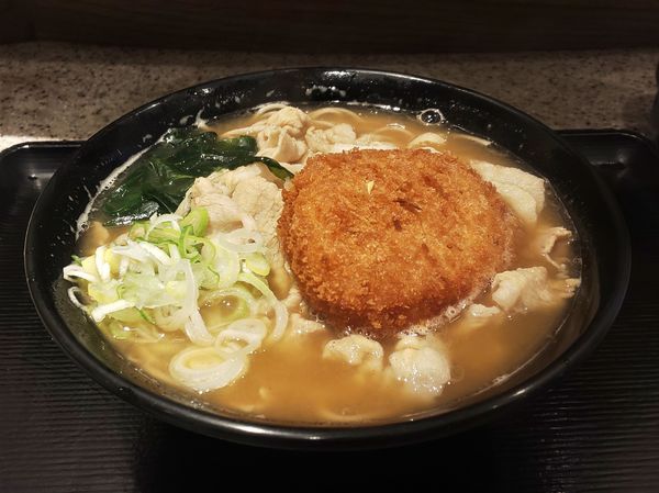 「新肉骨茶そば新+コロッケ」@名代 富士そば 神楽坂店の写真