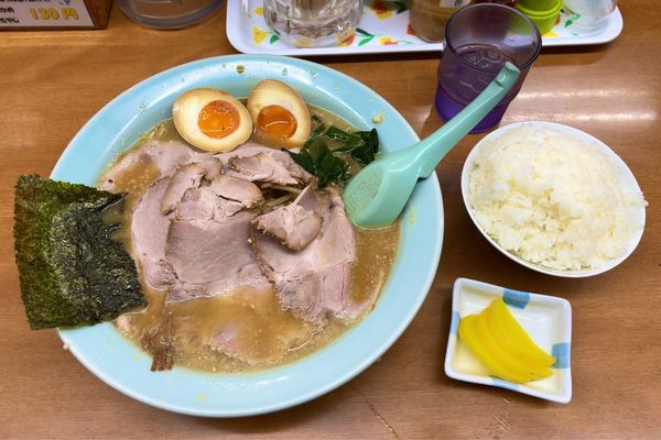 「ネギ味噌チャーシュー with半熟味玉 & ライス」@ラーメンショップ なまず峠店の写真