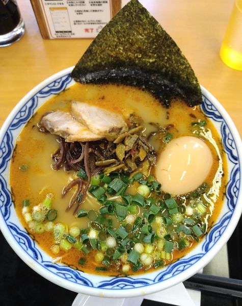 「からか由丸めん+青ねぎ+替え玉」@由丸製麺所の写真