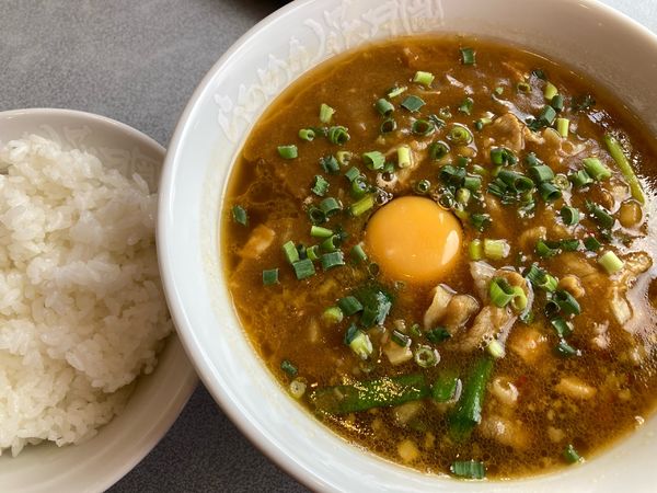 「ザ・カレーラーメン嵐+花月嵐マスタークーポンライス」@らあめん花月嵐 ひたちなか高場店の写真