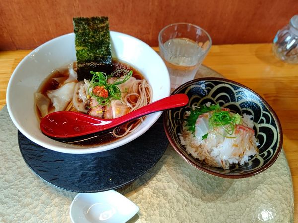 「銀鱈蕎麦(並盛・140g)900円＋真鯛のどんぶり350円」@中華蕎麦 鳴神食堂の写真