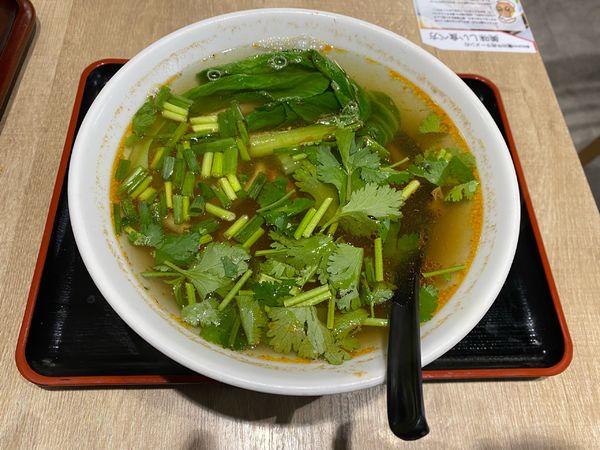 「紅焼牛肉麺(太麺・パクチー、ラー油あり)990円」@国壱麺の写真