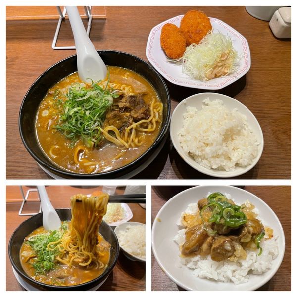 「カレーラーメン 920円　コロッケ定食 250円」@来来亭 新潟松崎店の写真