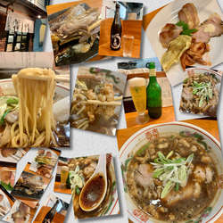 盛り合わせ🍺🍶鮪の顎肉　マルチョウ中華そば