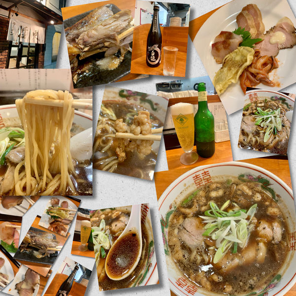 「盛り合わせ🍺🍶鮪の顎肉　マルチョウ中華そば」@ラーメン哲史の写真