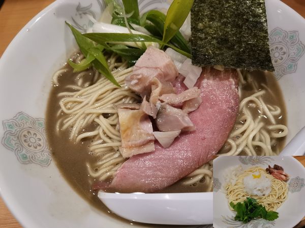 「濃厚煮干蕎麦＋秋刀魚オイルの和え玉」@北千住煮干中華蕎麦 かれんの写真