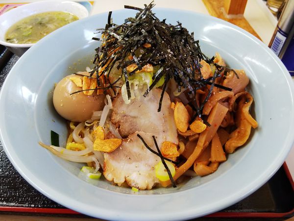 「油そば　※スープ付き」@くるまやラーメン 松本渚店の写真