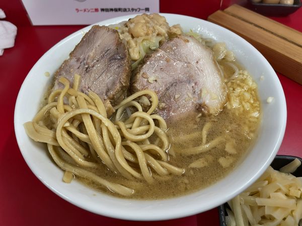 「ラーメン　1/3　ニンニクアブラ　千切生姜」@ラーメン二郎 神田神保町店の写真