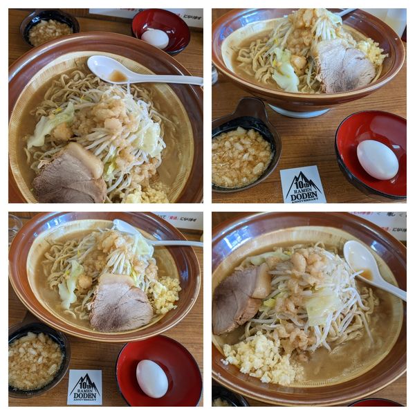 「ラーメン＋麺増し＋麺増し＋生卵」@ラーメンの店 どでん 北浦和店の写真