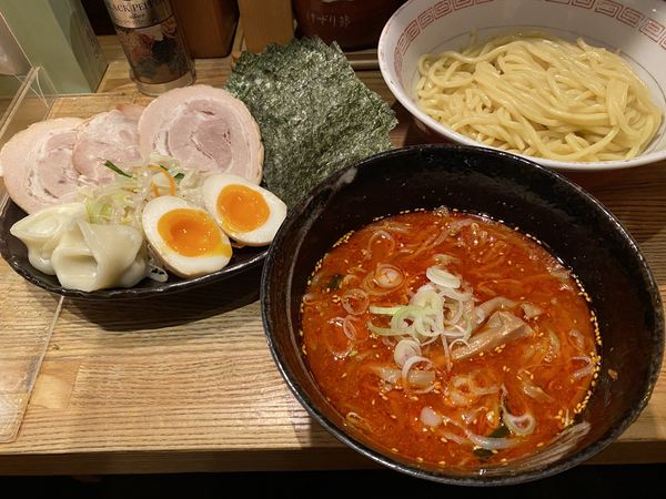 「辛味味噌つけ麺＋特製＋のり」@つけ麺屋 やすべえ 赤坂店の写真