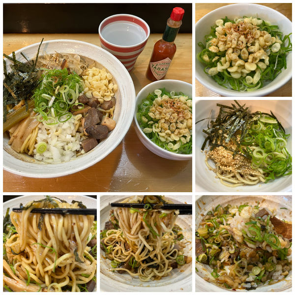 「まぜそば850円替え玉150円たぬきご飯130円」@讃岐ラーメン 香麦の写真