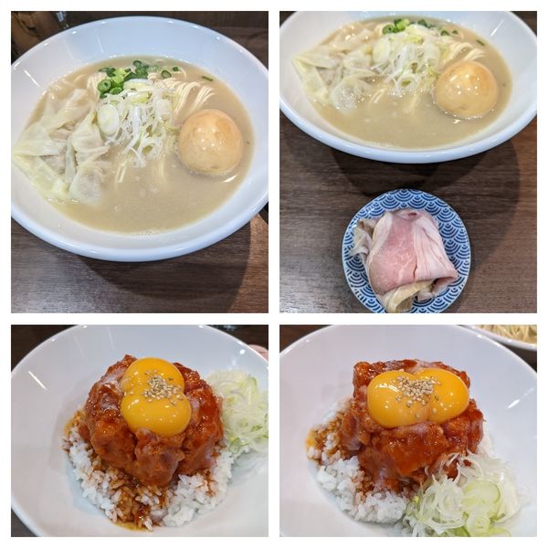 「【限定】過去一の濃厚真鯛ソバちょい肉＋ネギトロユッケ丼＋燻玉」@Noodle&Spice curry 今日の1番の写真